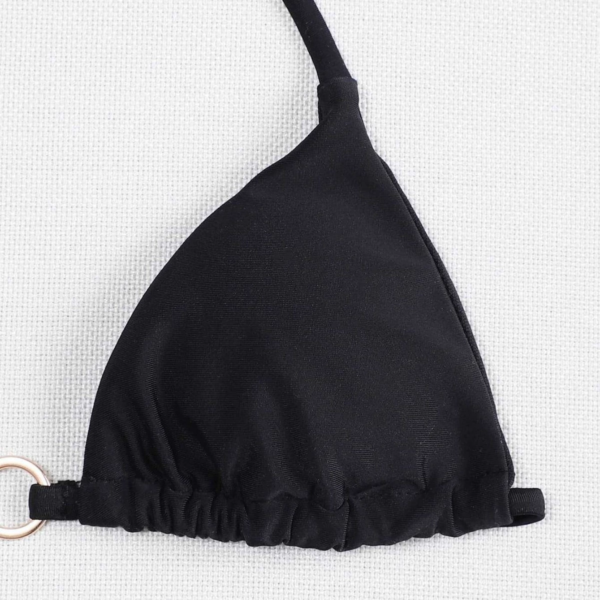 Halter Triangle Bikini Top with Ring Detail view 3