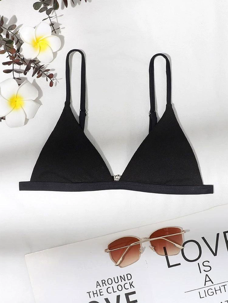 Women's Triangle Bikini Top with Adjustable Spaghetti Straps and Back Clasp view 6