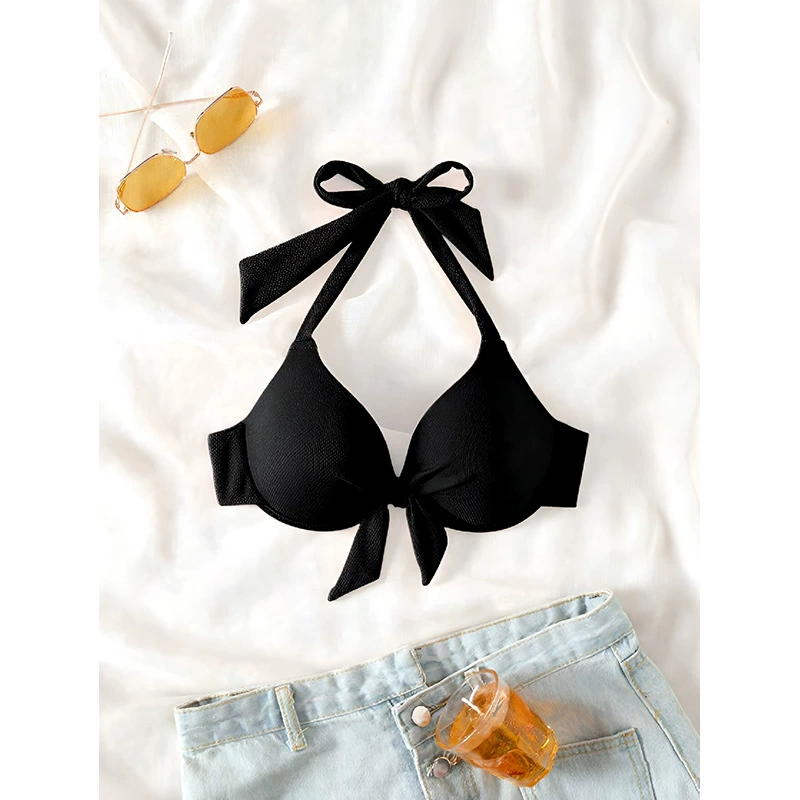 Halter Tie Front Underwire Bikini Top