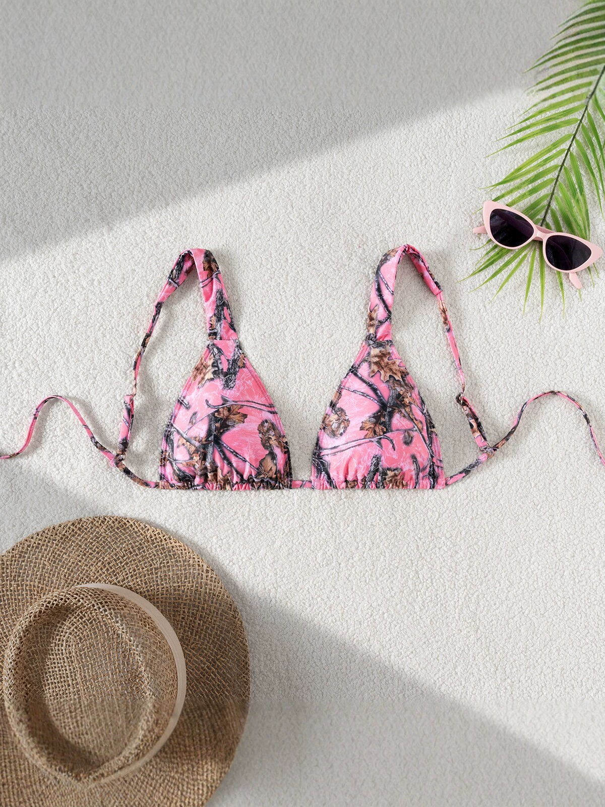 Halter Triangle Bikini Top with String Ties view 5