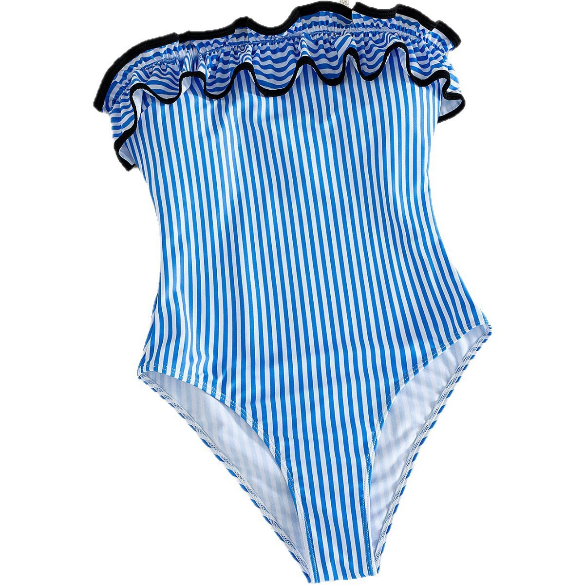 Ruffle Trim One-Piece Swimsuit with Adjustable Straps and High-Cut Leg view 5