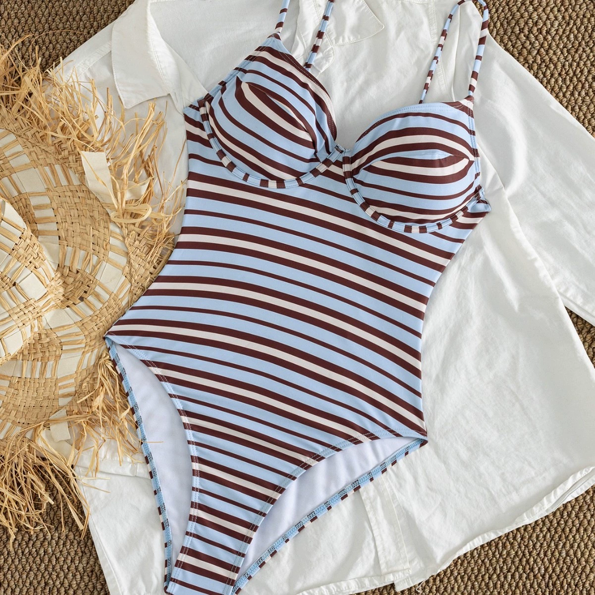 Women’s One-Piece Swimsuit with Underwire Cups and Tie Back