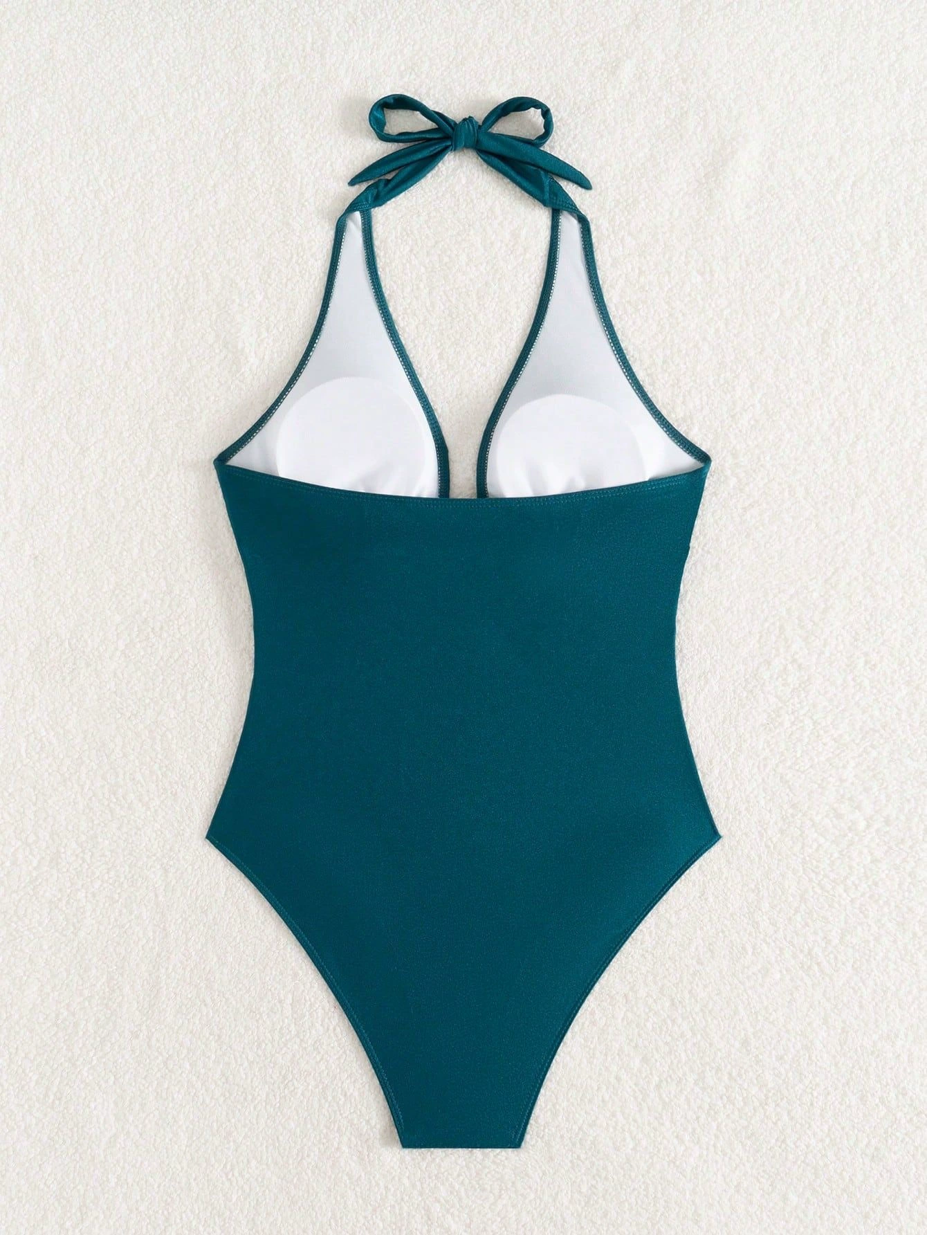 Halter Neck Plunge One-Piece Swimsuit with Ring Detail view 5