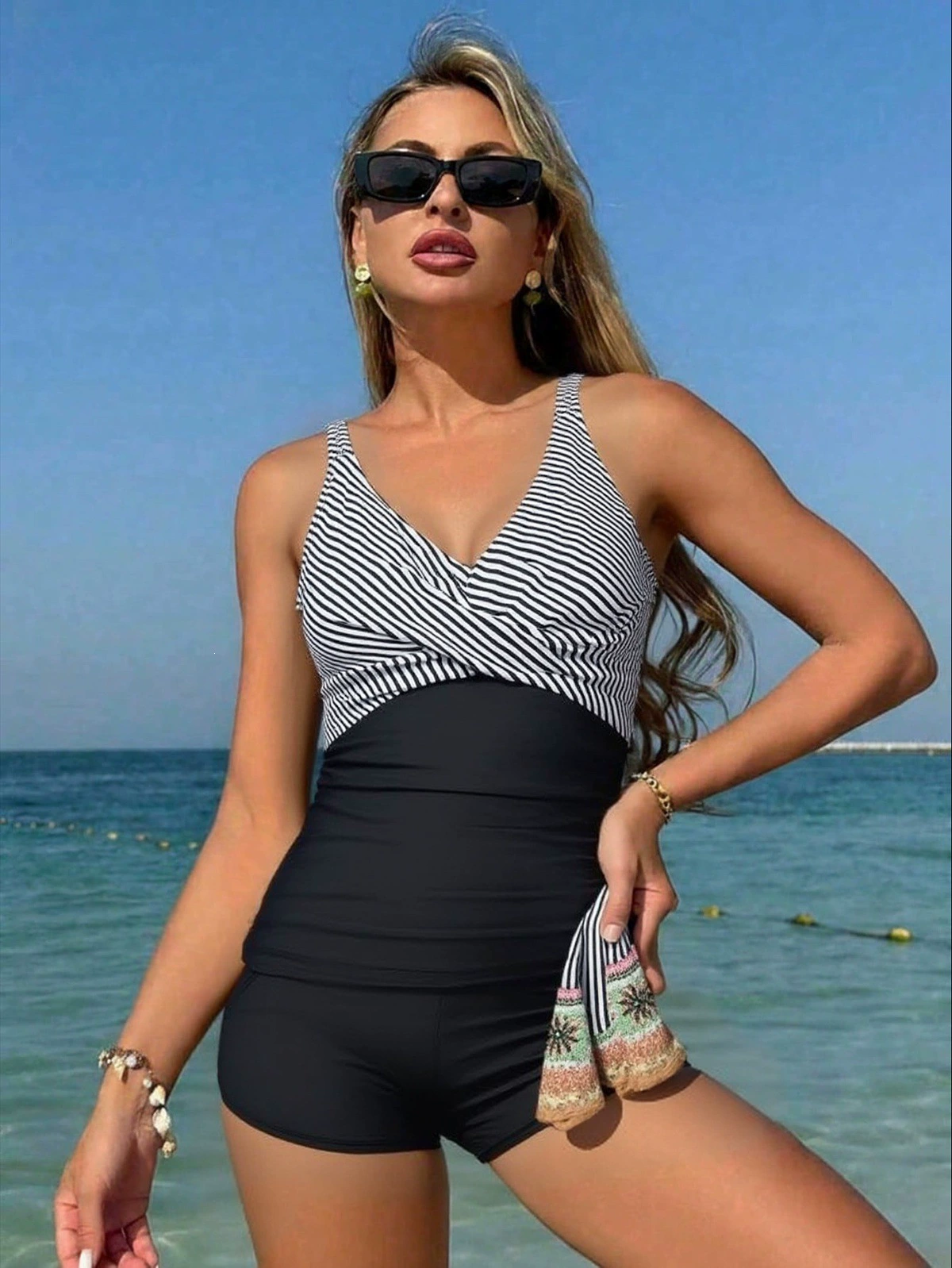 Women's V-Neck Ruched One-Piece Swimsuit view 6