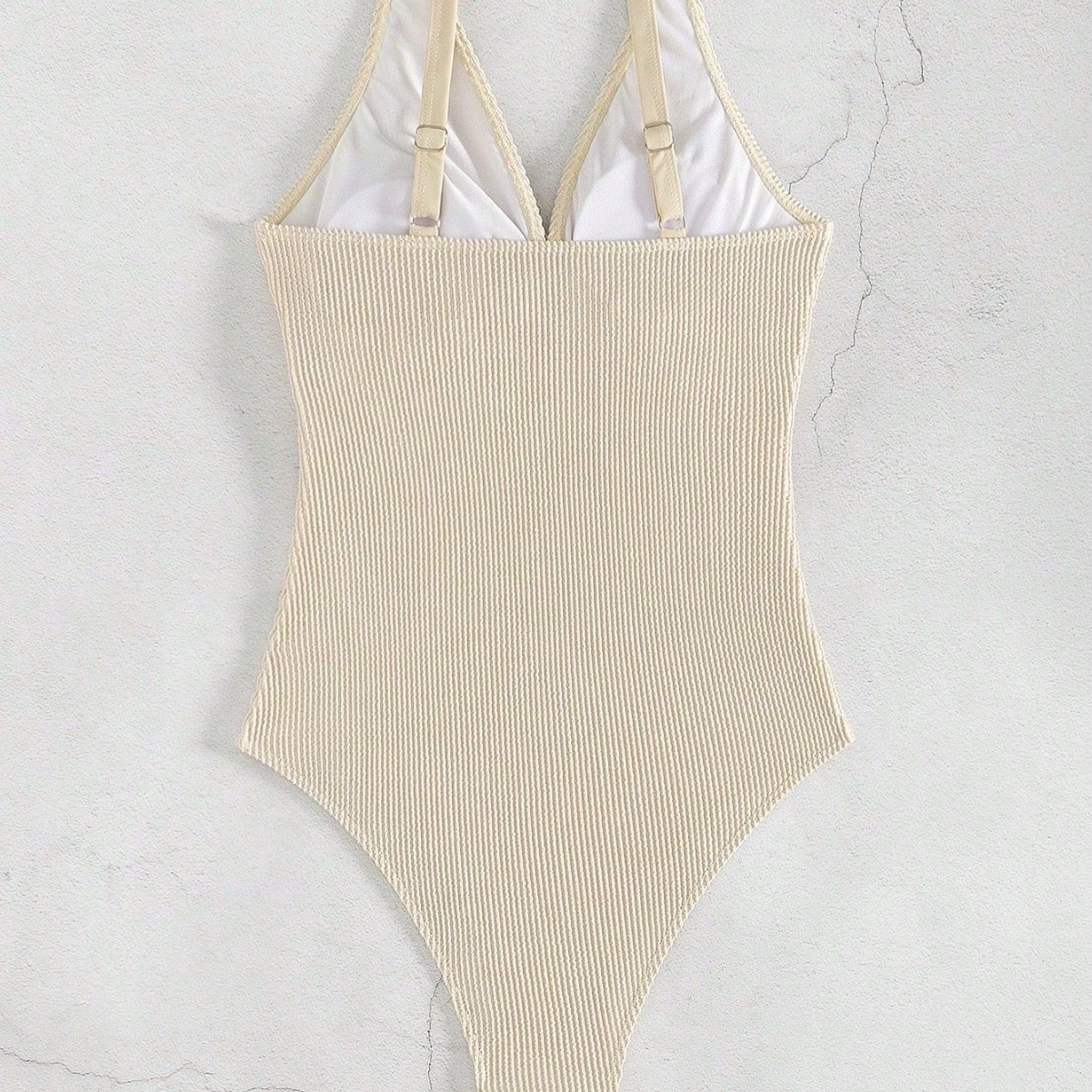Women's V-Neck One-Piece Swimsuit with Front Ring Detail view 4