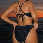Cutout Halter One-Piece Swimsuit with Cross Back Ties view 2