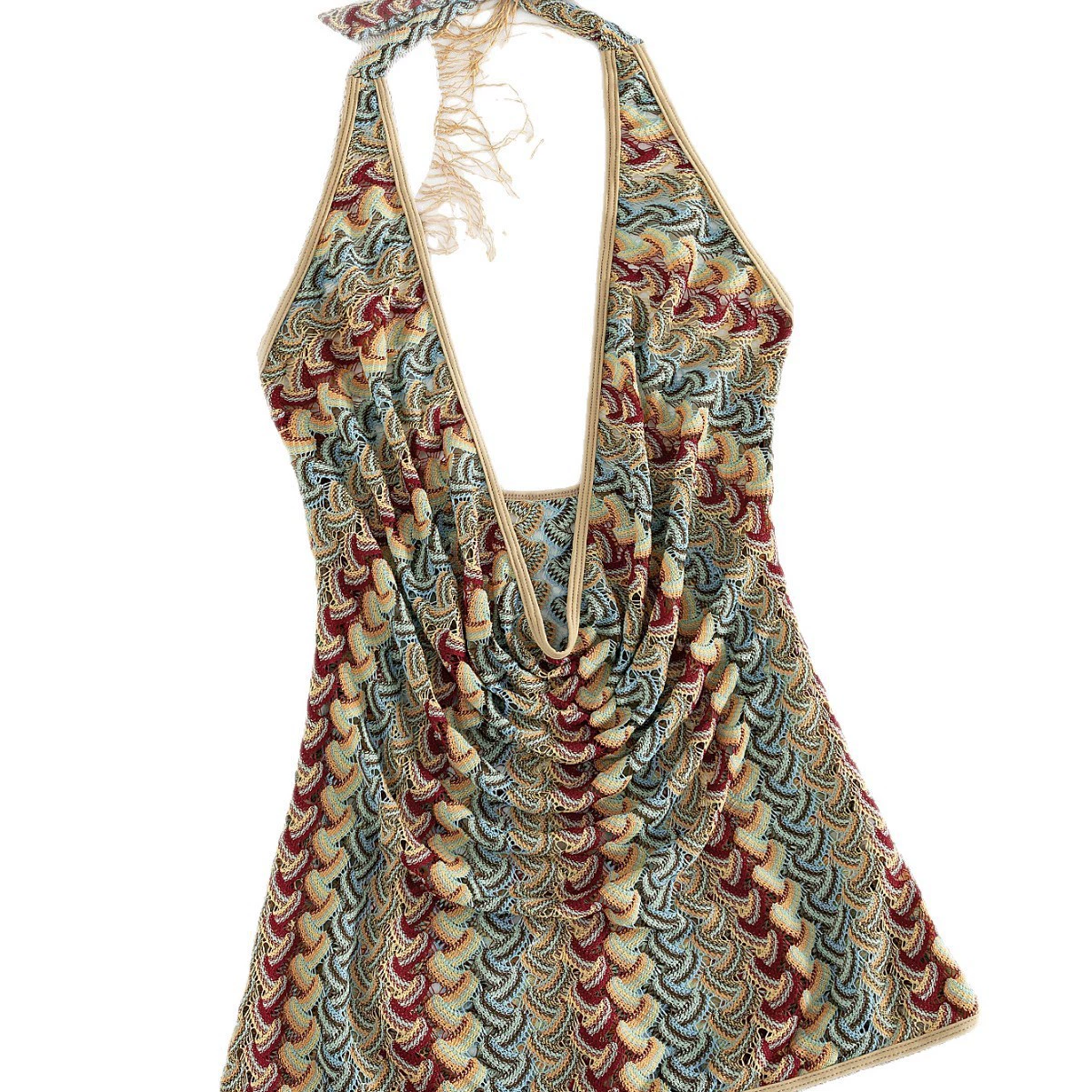 Halter Neck Draped Front One-Piece Swimsuit view 5