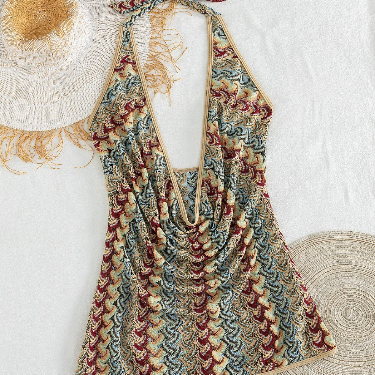 Halter Neck Draped Front One-Piece Swimsuit view 6