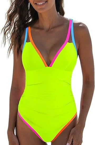 Plunge V-Neck Cross-Back One-Piece Swimsuit view 10