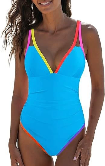 Plunge V-Neck Cross-Back One-Piece Swimsuit view 13