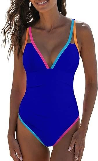 Plunge V-Neck Cross-Back One-Piece Swimsuit view 14