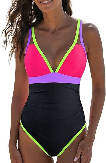 Plunge V-Neck Cross-Back One-Piece Swimsuit view 19