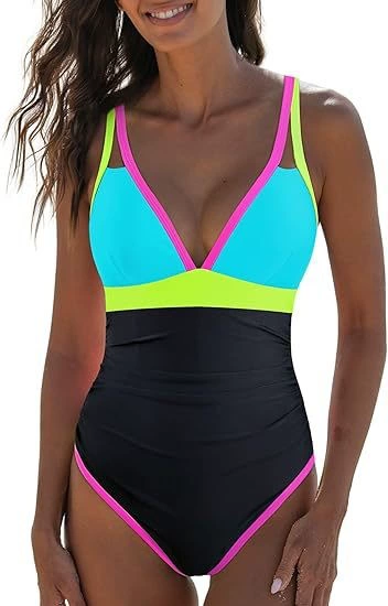 Plunge V-Neck Cross-Back One-Piece Swimsuit view 20