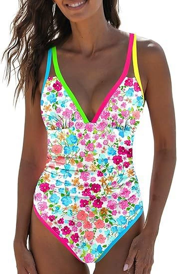 Plunge V-Neck Cross-Back One-Piece Swimsuit view 24