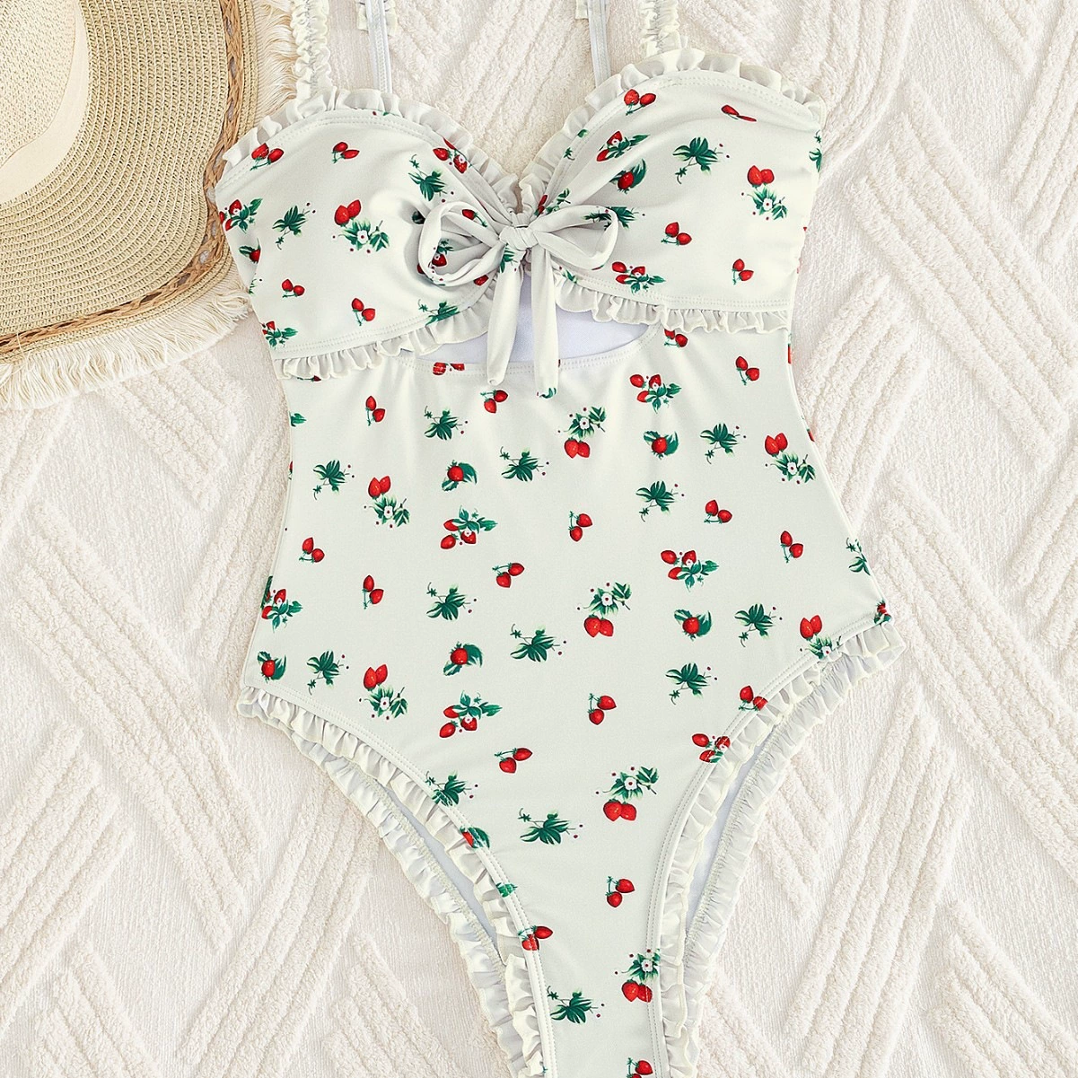 Ruffled One-Piece Swimsuit with Bow view 6