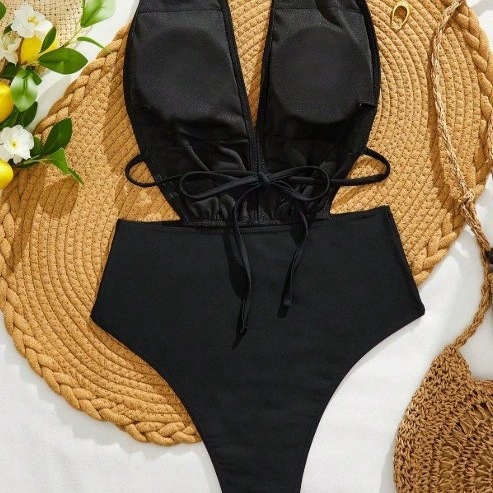 Halter Neck Cutout One-Piece Swimsuit with Ring Detail view 4