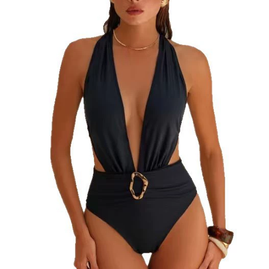 Halter Neck Cutout One-Piece Swimsuit with Ring Detail view 5