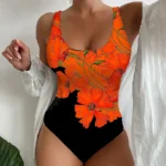 Women's One-Piece Swimsuit with Wide Straps and Scoop Back