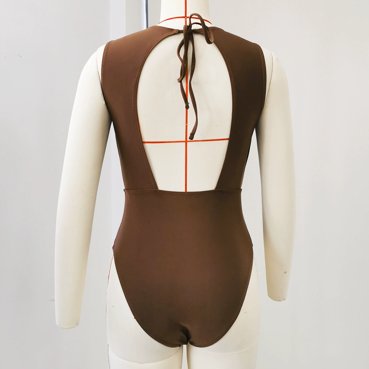 High Neck Ruched Swimsuit and Maxi Skirt Set view 3