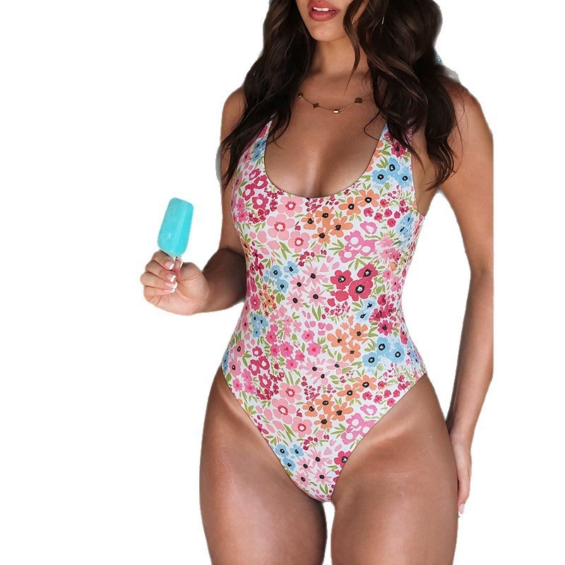 Women's One-Piece Swimsuit with Scoop Neck and Tie Back view 5