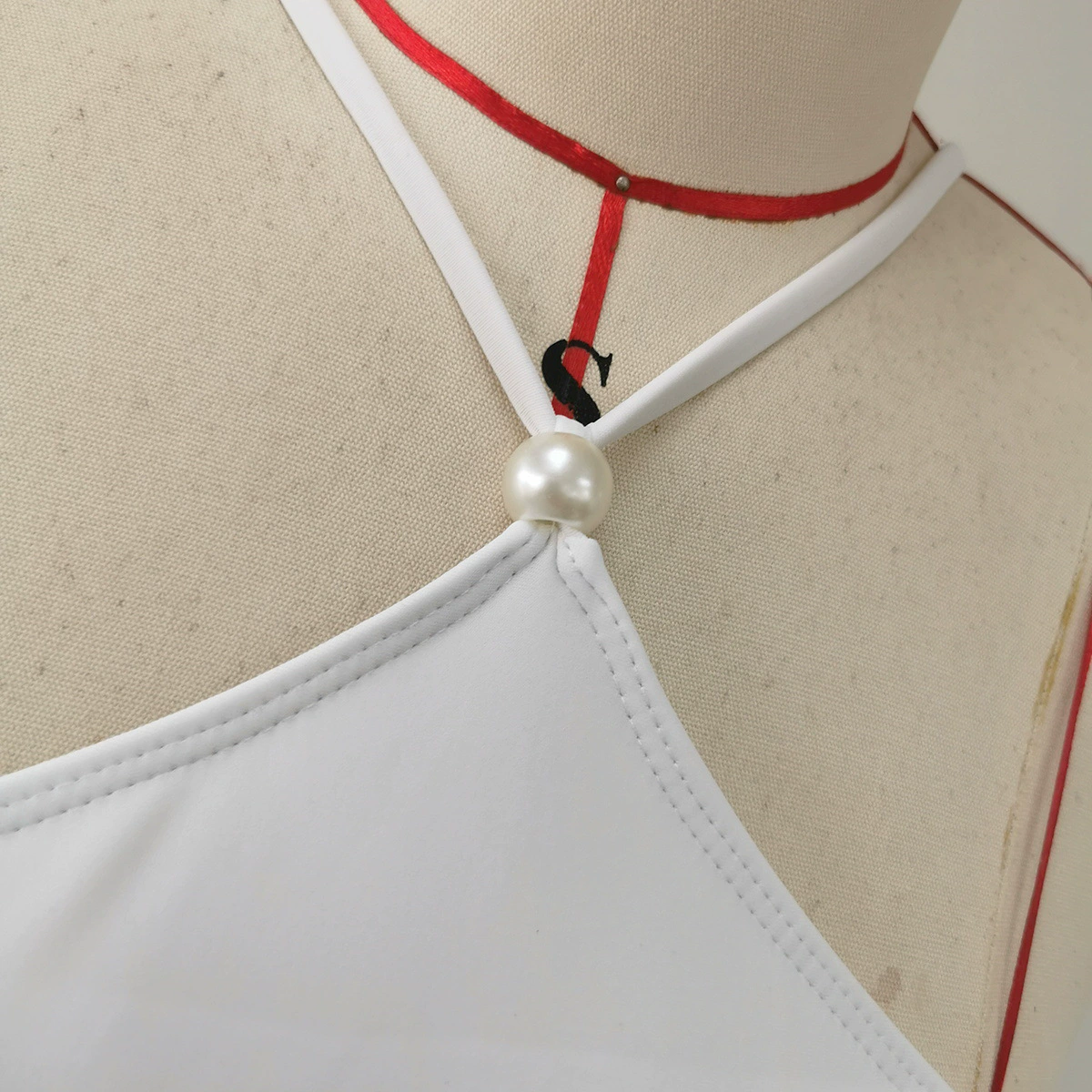 Halter Neck Cutout High-Leg One-Piece Swimsuit with Tie Back view 3