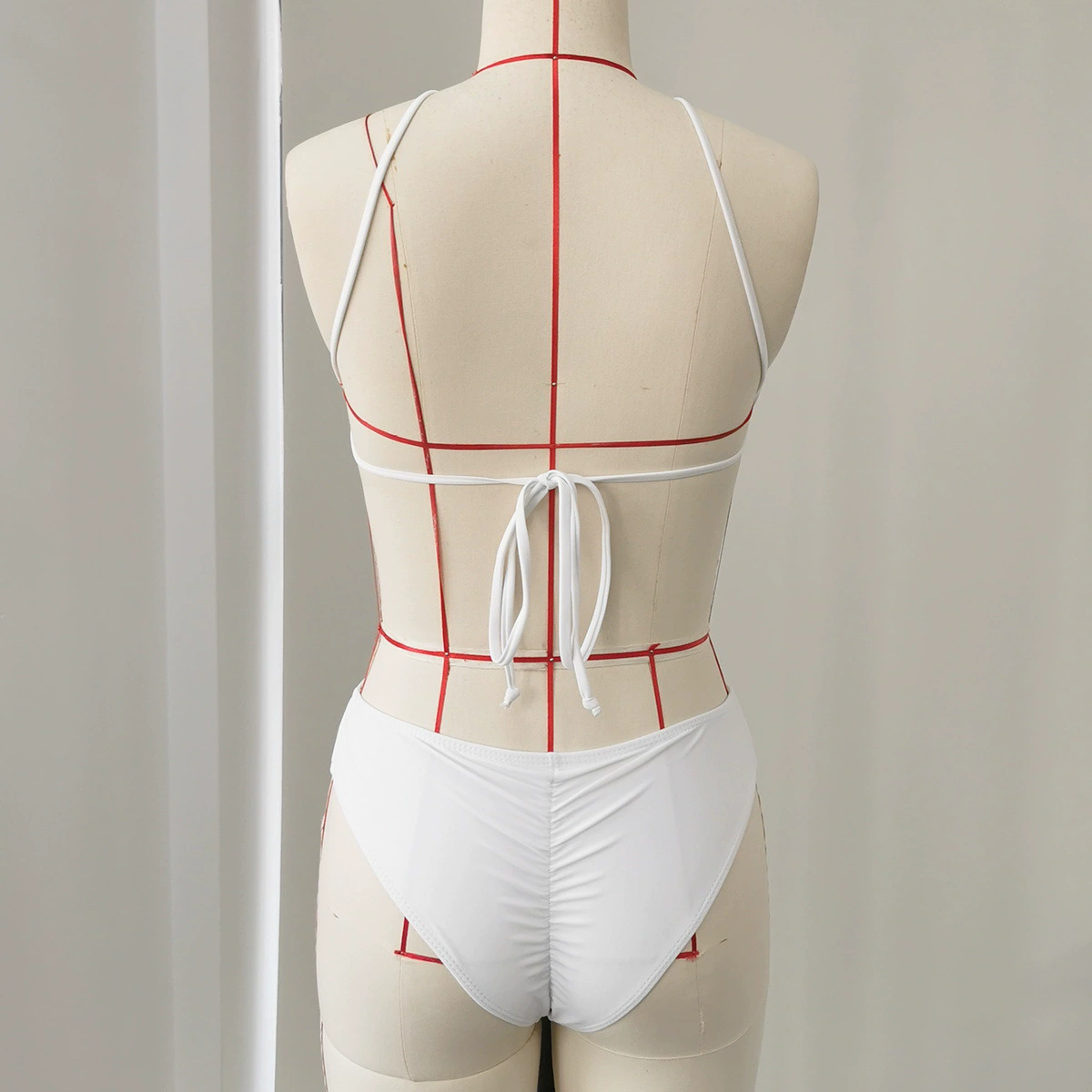 Halter Neck Cutout High-Leg One-Piece Swimsuit with Tie Back view 4