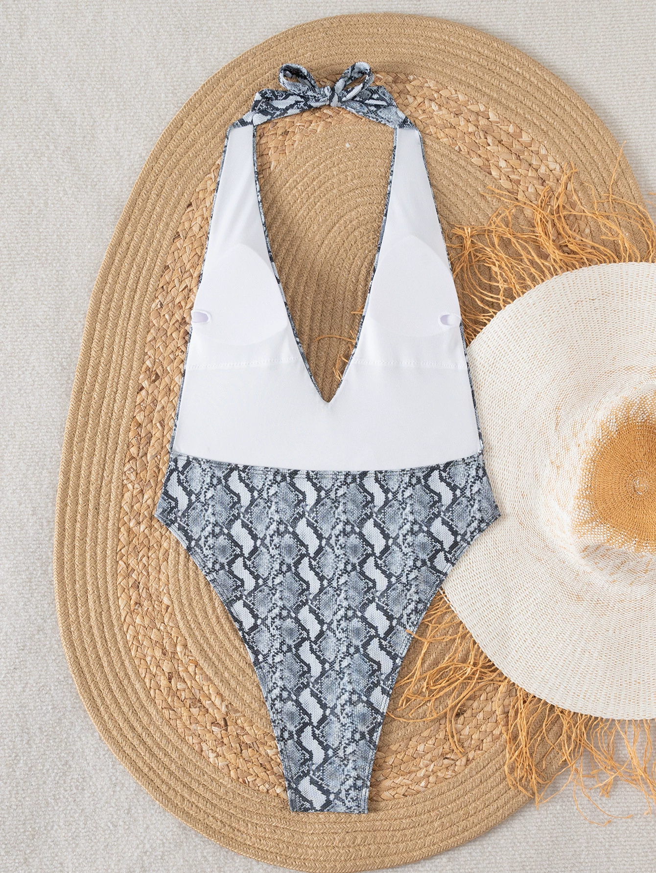 Halter Deep V One Piece Swimsuit view 4