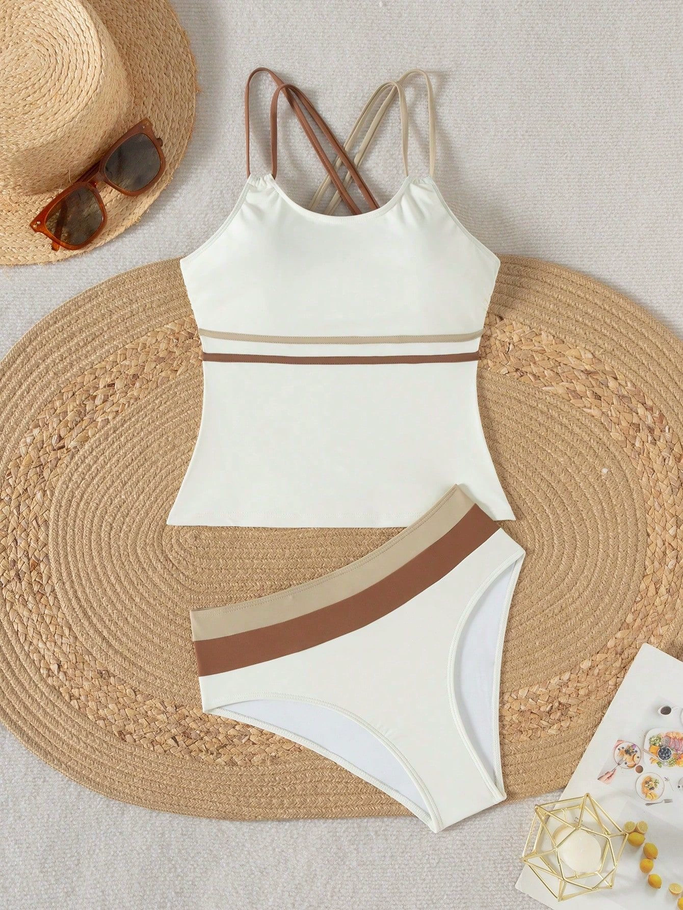 Two-Piece Tankini Swimsuit with Crisscross Back view 5