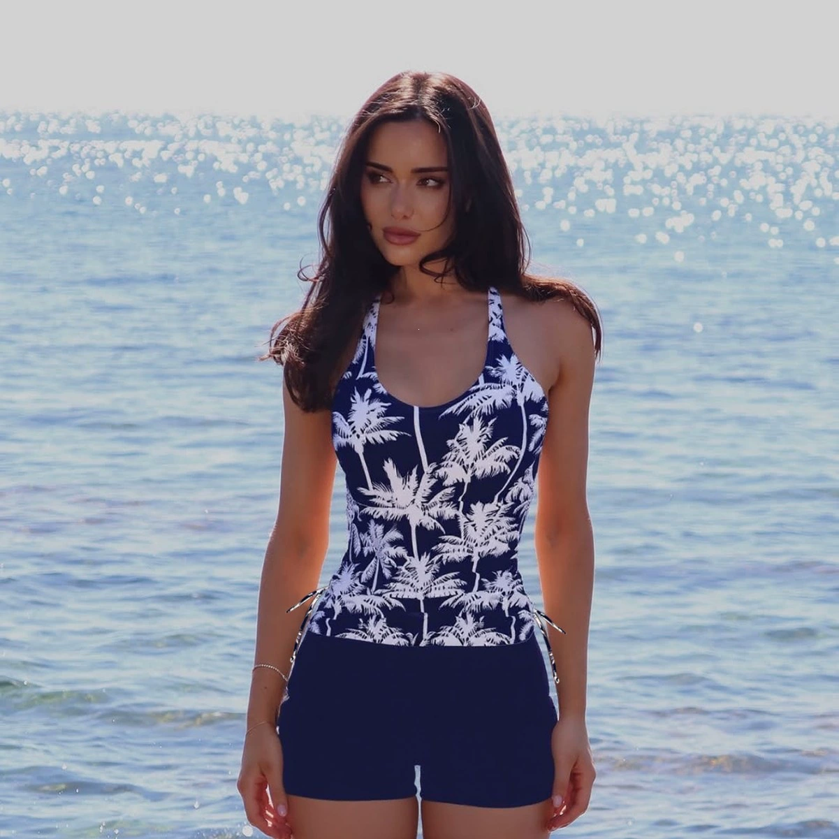 Two-Piece Tankini Set with Boy Shorts