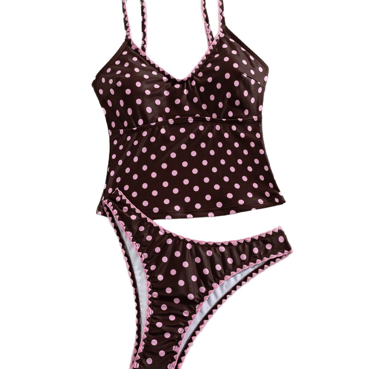 V-Neck Tankini and High-Cut Bikini Set view 5