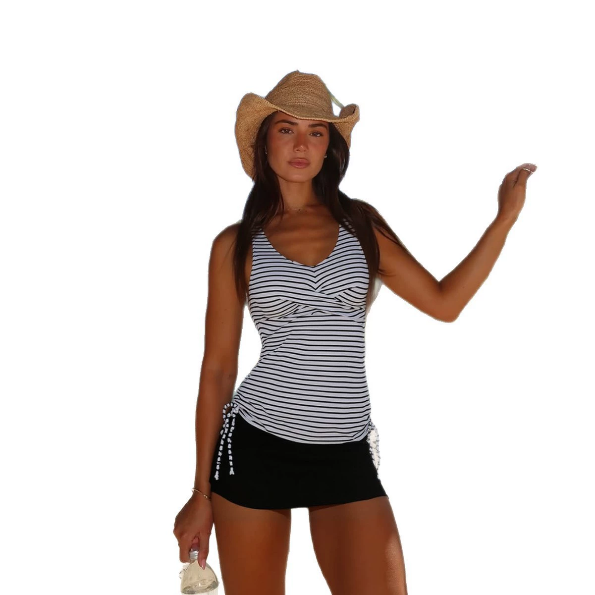 Two-Piece V-Neck Tankini with Skirted Bottom view 5