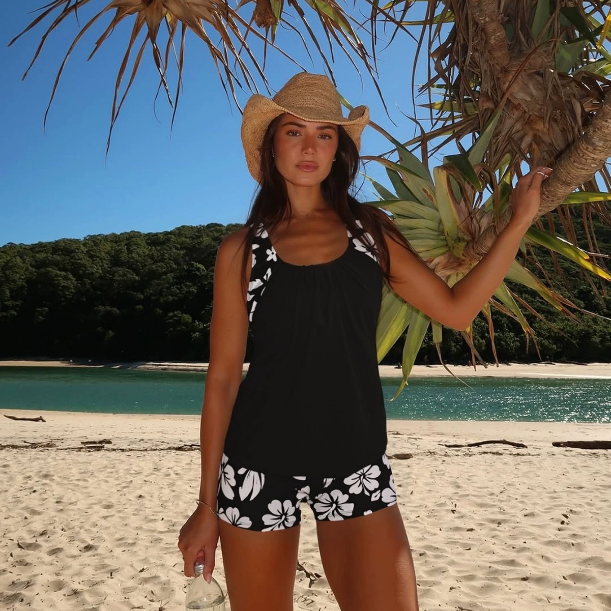 Tankini Swimsuit with Boy Shorts Two-Piece Set