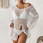 Long Sleeve Open Knit Tunic Cover-Up