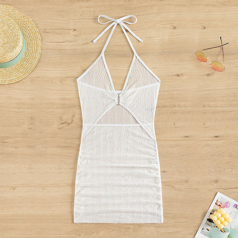 Women's Halter Cutout Sheer Beach Cover-Up Mini Dress view 4