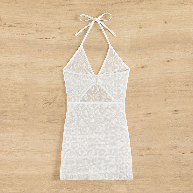 Women's Halter Cutout Sheer Beach Cover-Up Mini Dress view 5