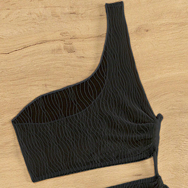 One-Shoulder Crop Top and Wrap Skirt Set view 11