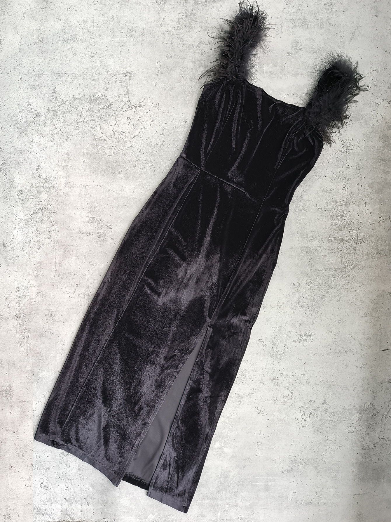 Square Neck Feather Strap Midi Dress view 6