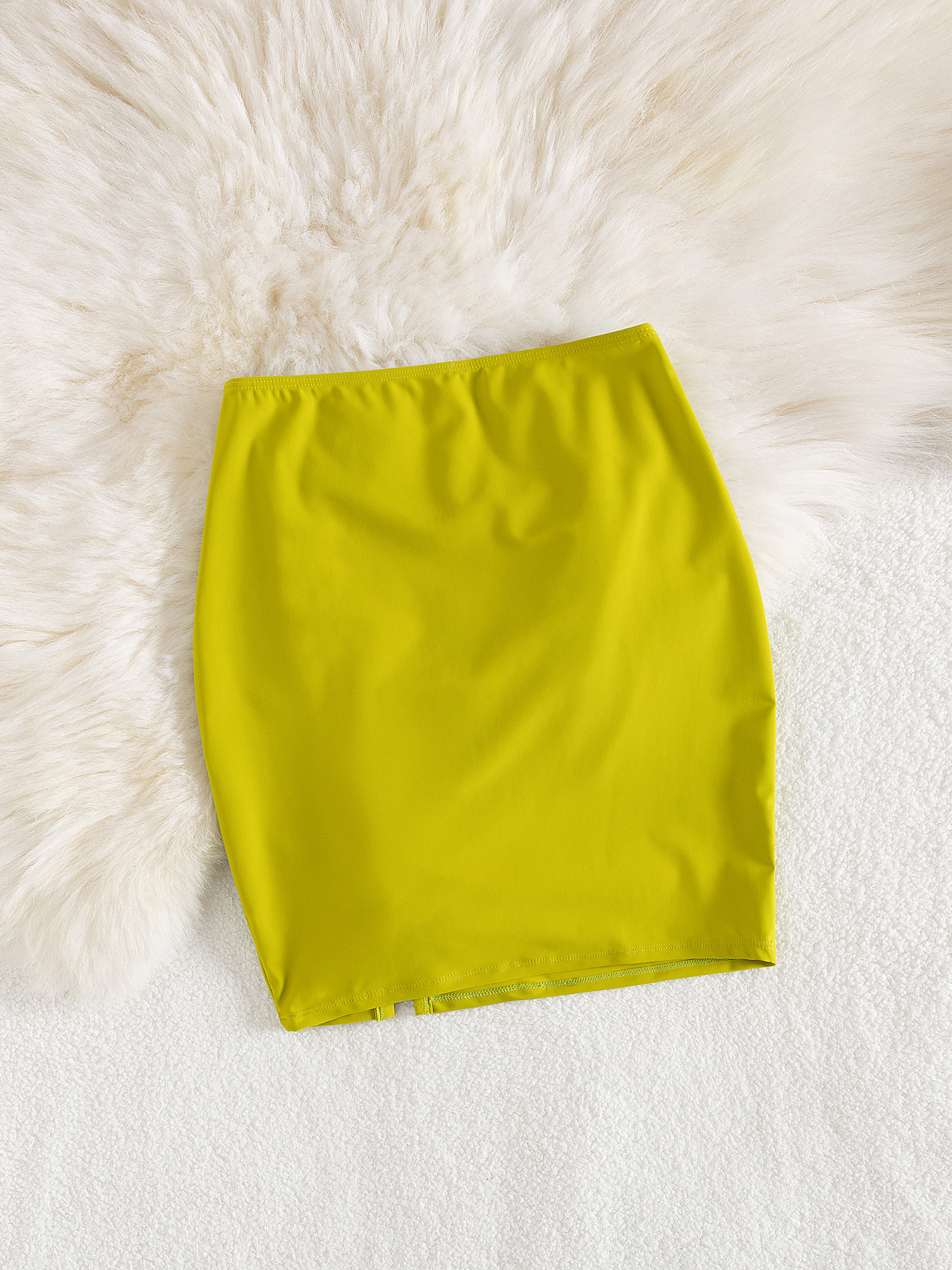 Ruched High Waist Mini Skirt with Side Split