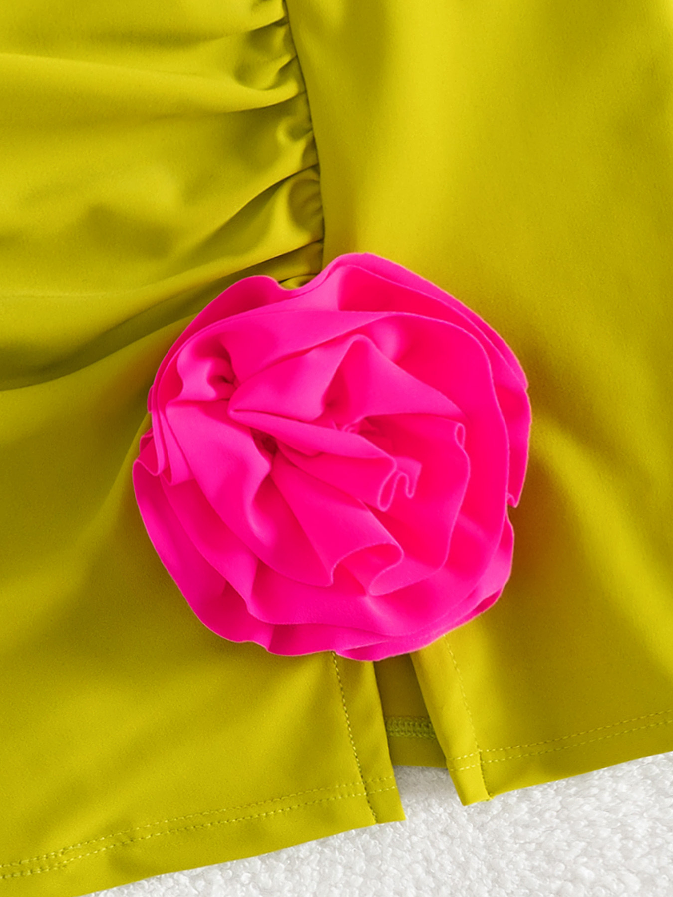 Ruched High Waist Mini Skirt with Side Split