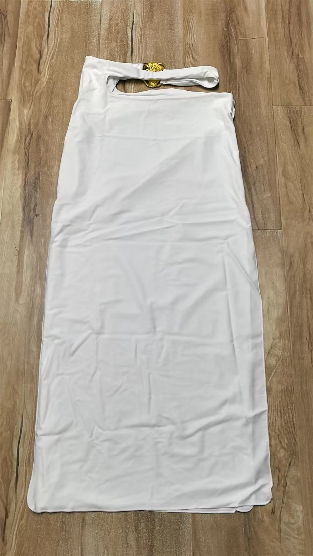 High-Waisted Maxi Skirt with Buckle Detail