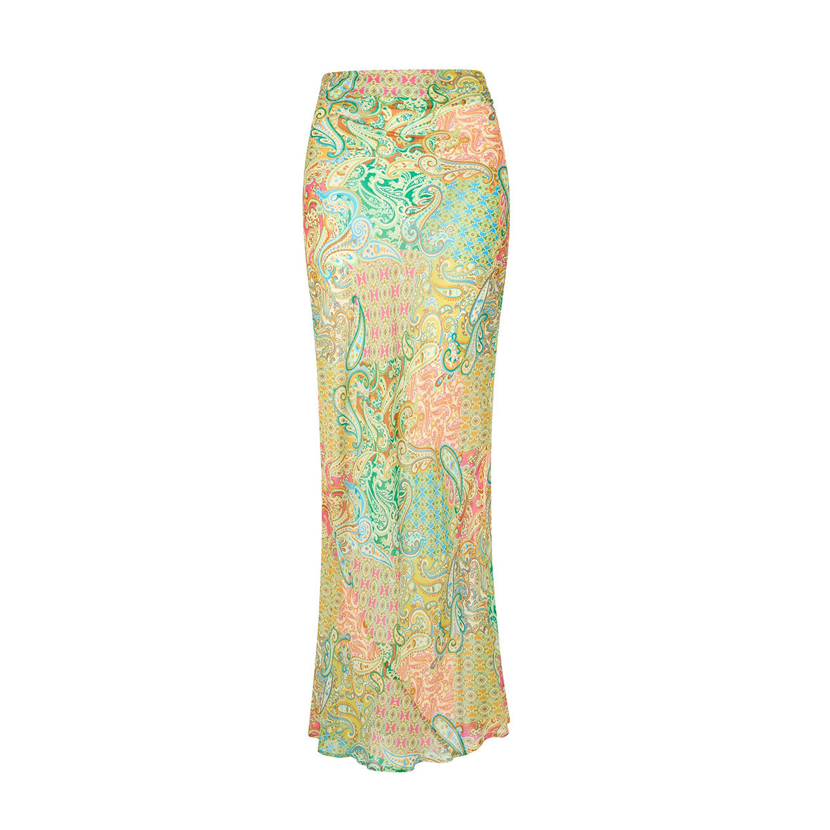 Pastel Paisley Print High Waist Maxi Skirt