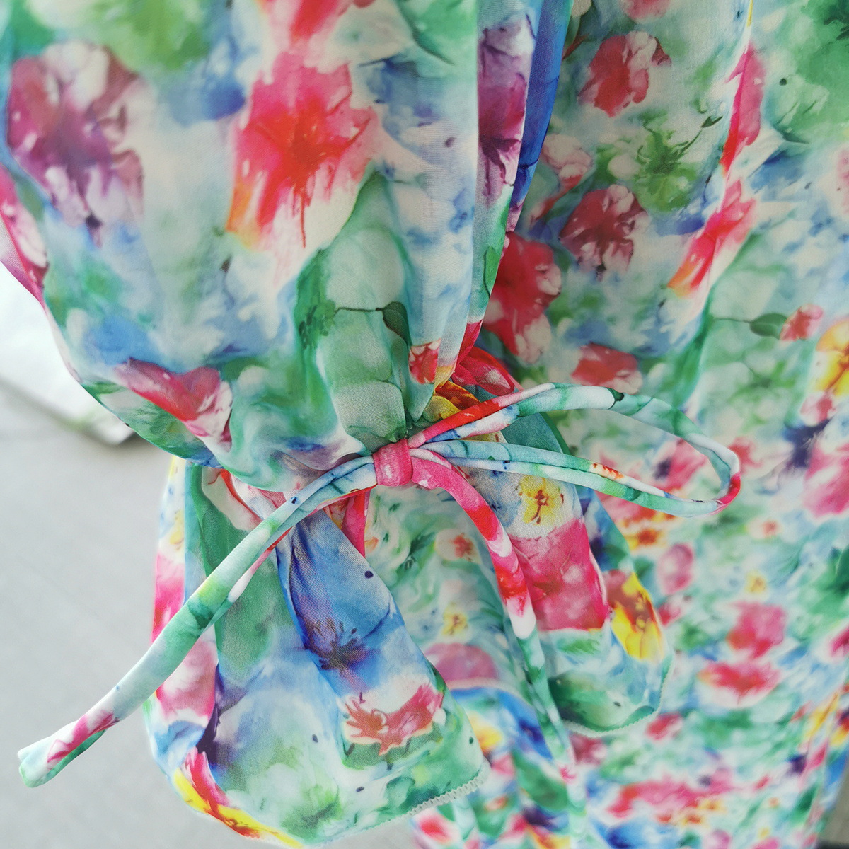 Ruffle Trim Long Sleeve Open Front Cover-Up