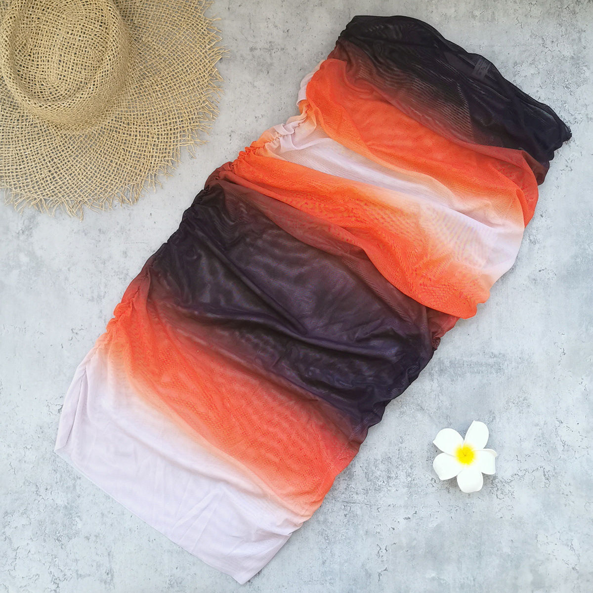 Ruched High Waist Maxi Skirt with Ring Buckle