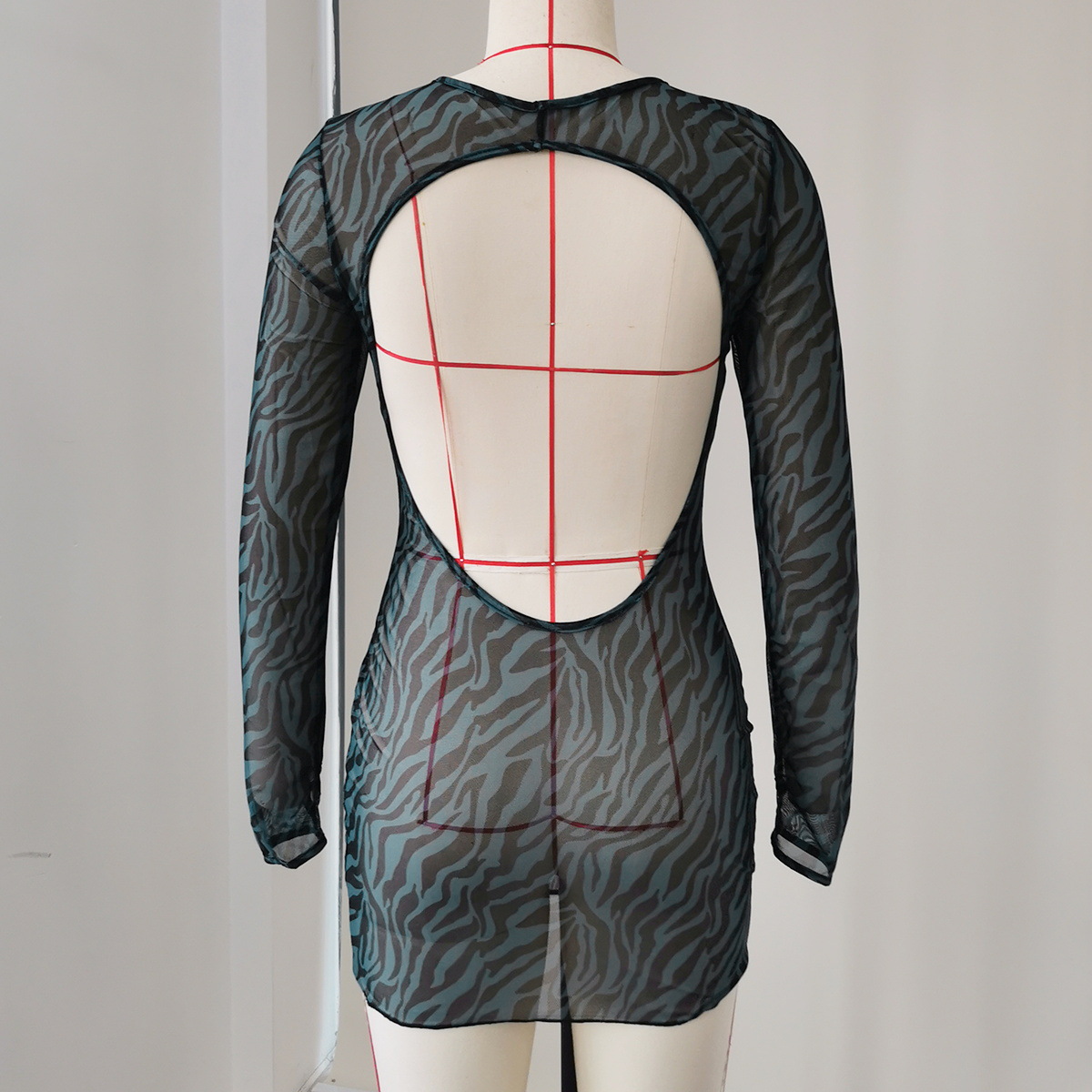 Long Sleeve Open Back Mini Dress