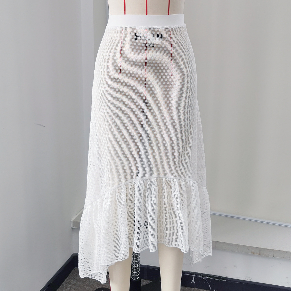 Ruffle Hem High-Low Midi Skirt