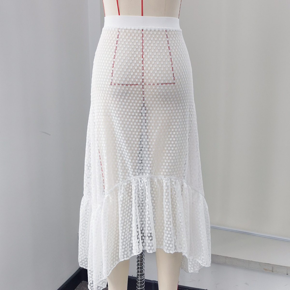 Ruffle Hem High-Low Midi Skirt