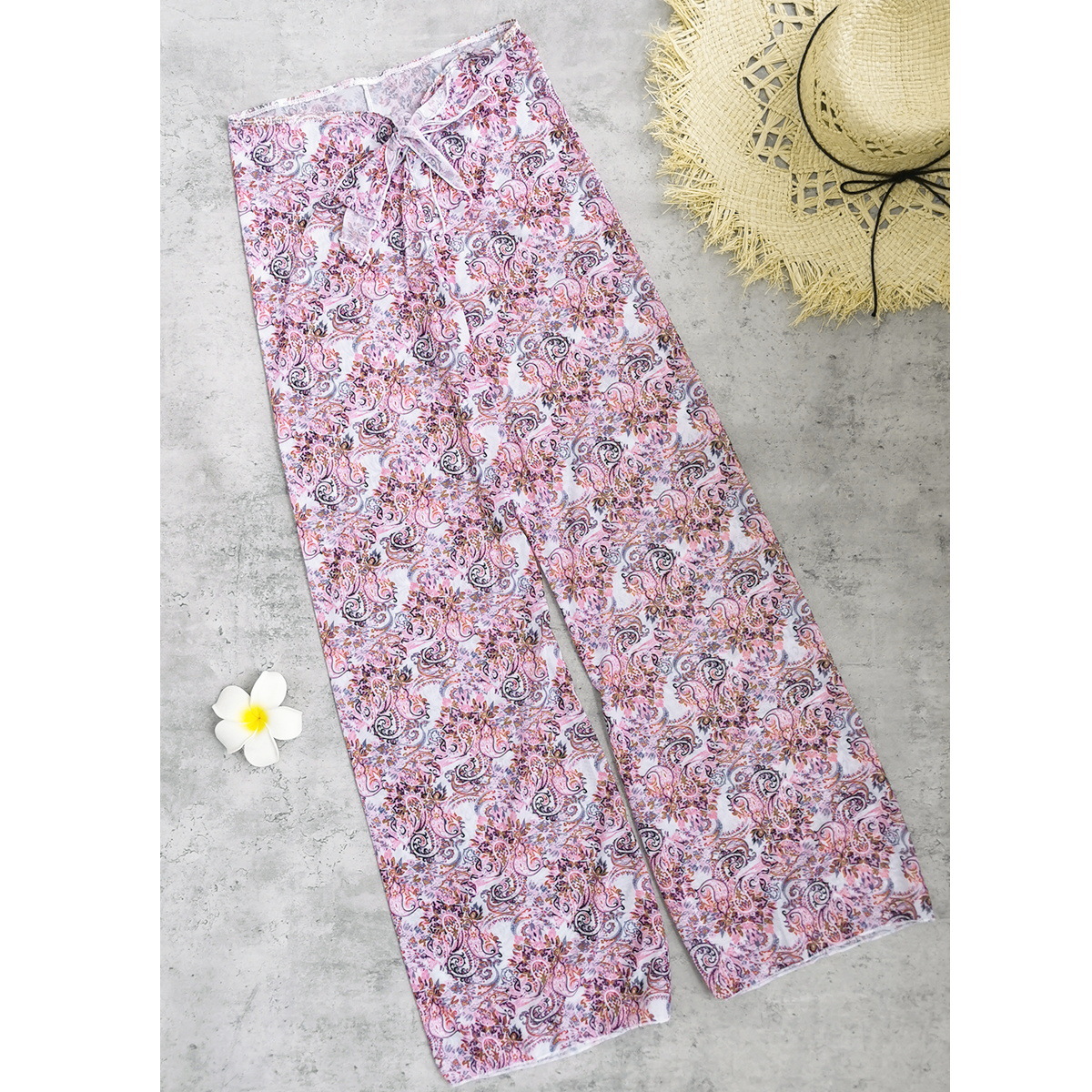 Wide Leg Tie Front Beach Pants