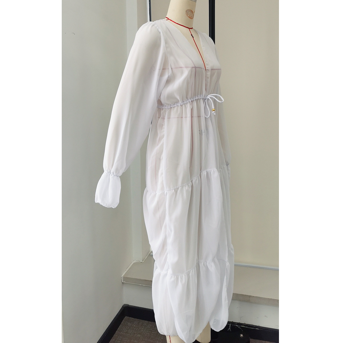 Long Sleeve Open Front Tiered Ruffle Duster Cardigan