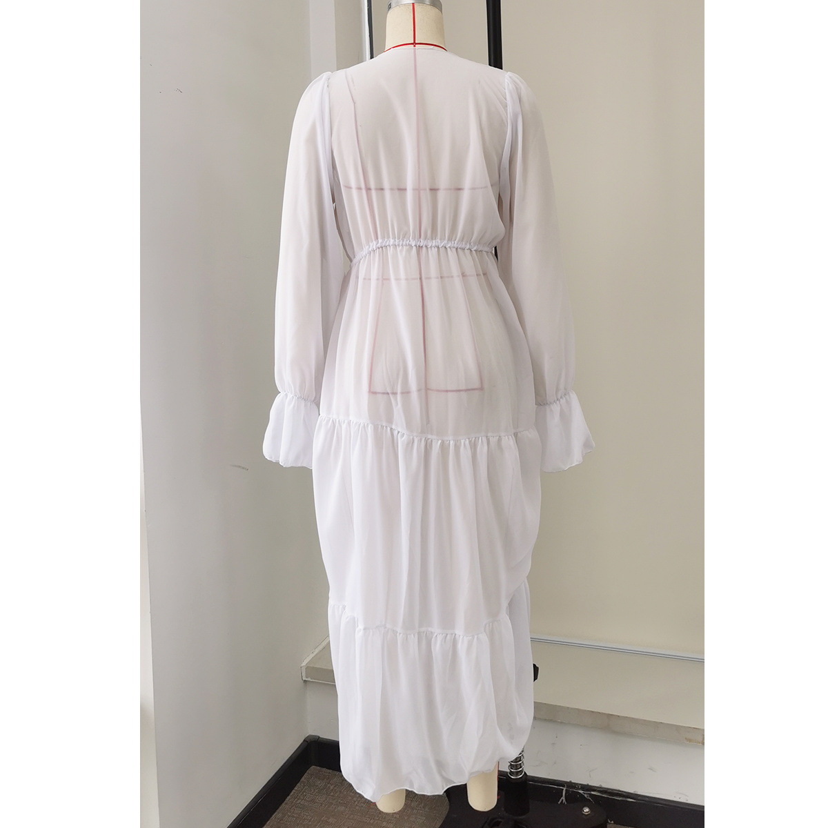 Long Sleeve Open Front Tiered Ruffle Duster Cardigan