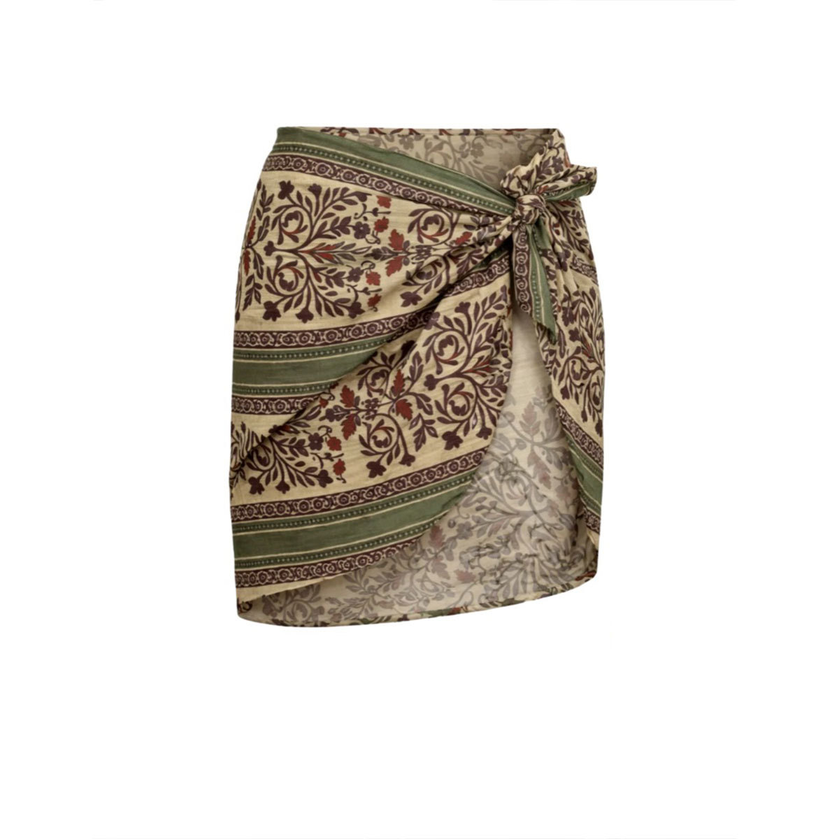 One-Piece Tie-Side Wrap Mini Skirt